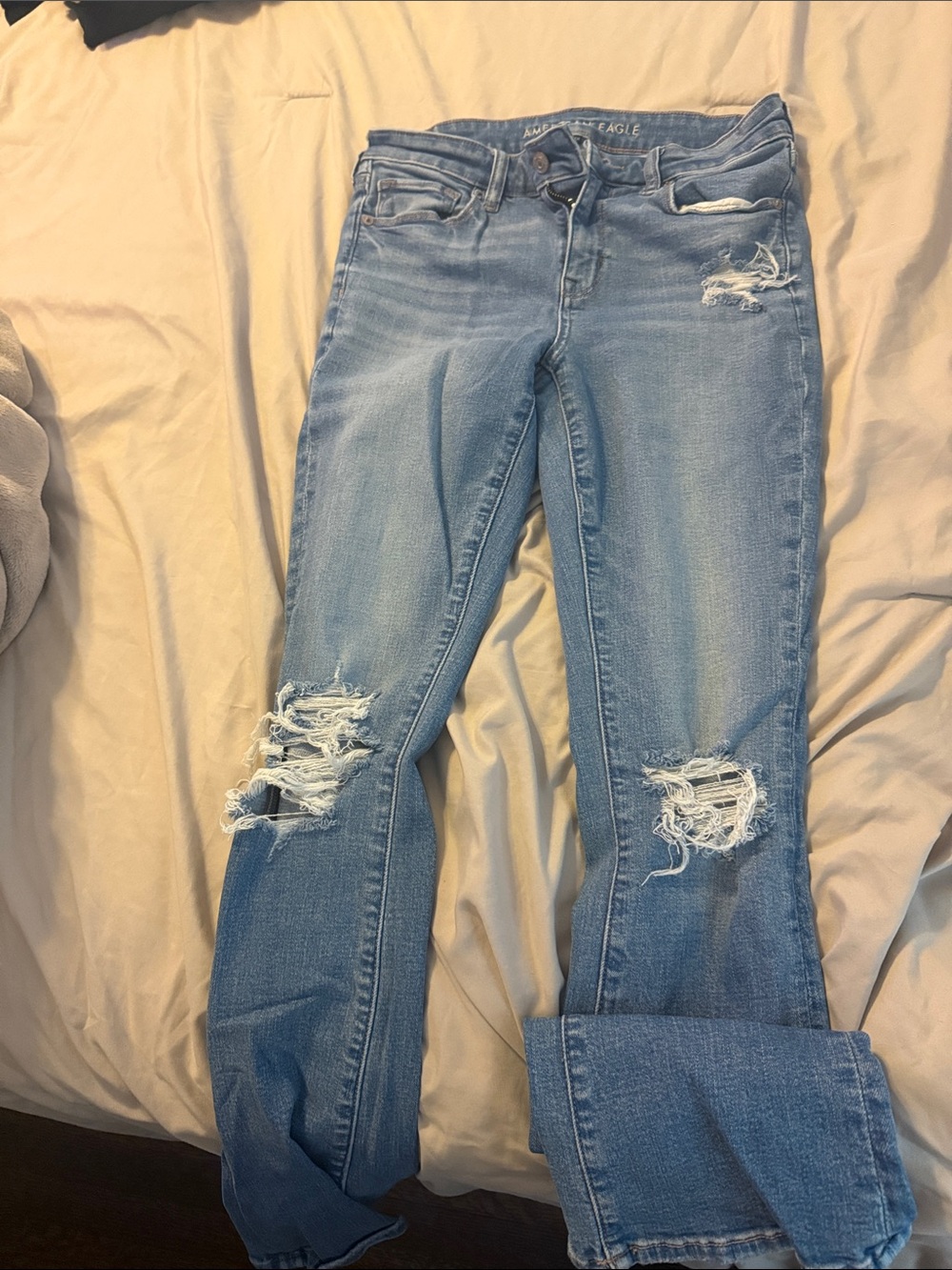 American Eagle Outfitters Light Blue Distressed Bootcut Jeans